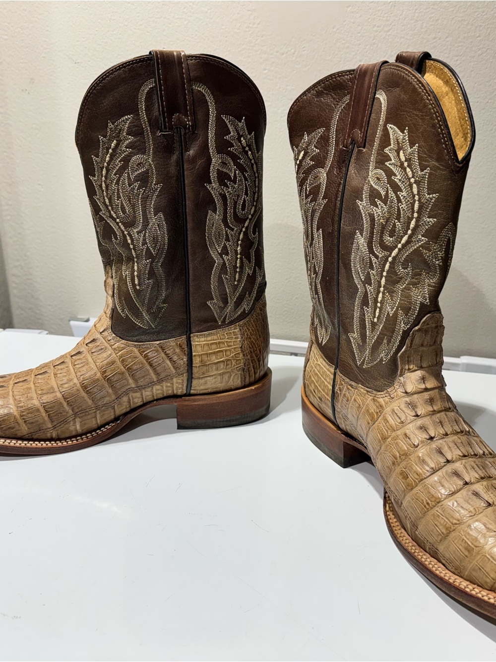 Men's Brown Authentic Crocodile Leather Cowboy Boots